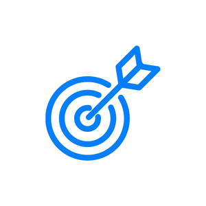 Target with an arrow hitting the bullseye inside a circle