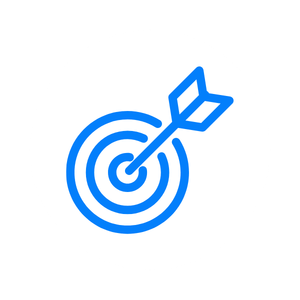 Target with an arrow hitting the bullseye inside a circle
