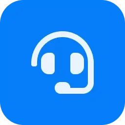 Blue background with white headset icon