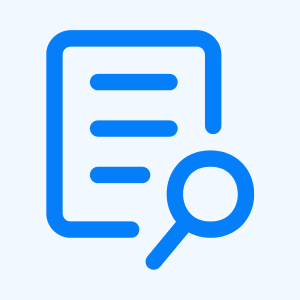 Icon of a document with a magnifying glass