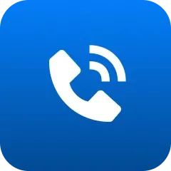 Icon of a phone with signal waves on a blue background
