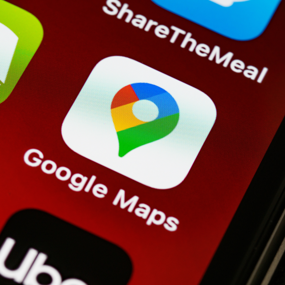 Google Maps app icon on a smartphone screen.