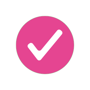 Pink circle with a white check mark inside.