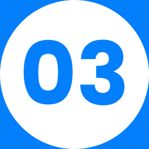 Number 3 inside a white circle on a blue background