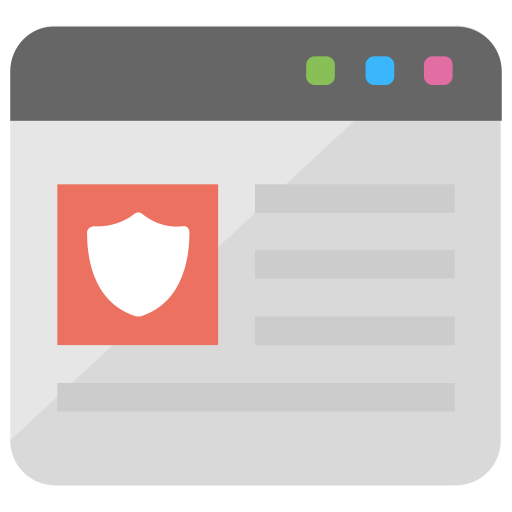 Computer screen showing a security shield icon and text