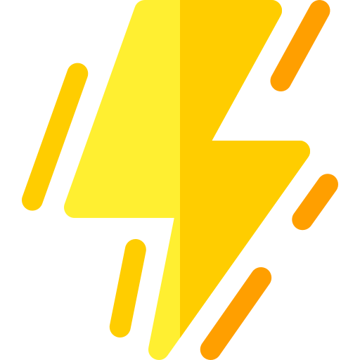 Yellow lightning bolt with orange accents