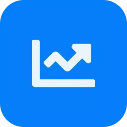 Graph with an upward trending line chart on a blue background