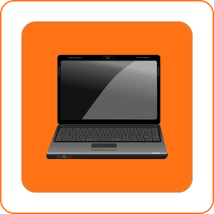 Laptop on an orange background