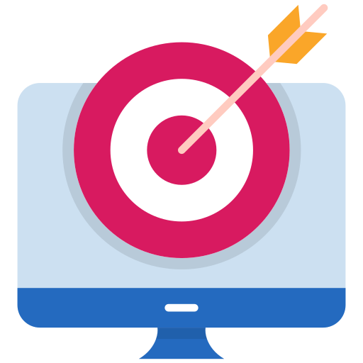 Computer monitor with a target and an arrow hitting the bullseye