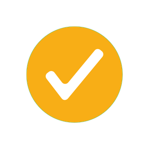 Yellow circle with a white check mark inside