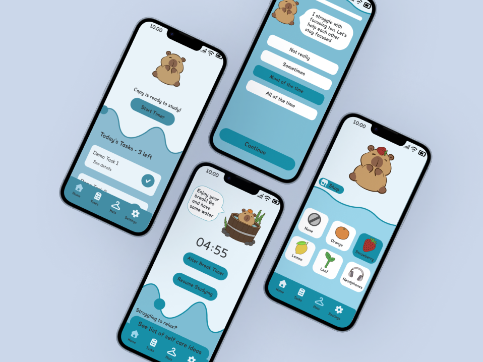 An array of 4 key layouts from my app