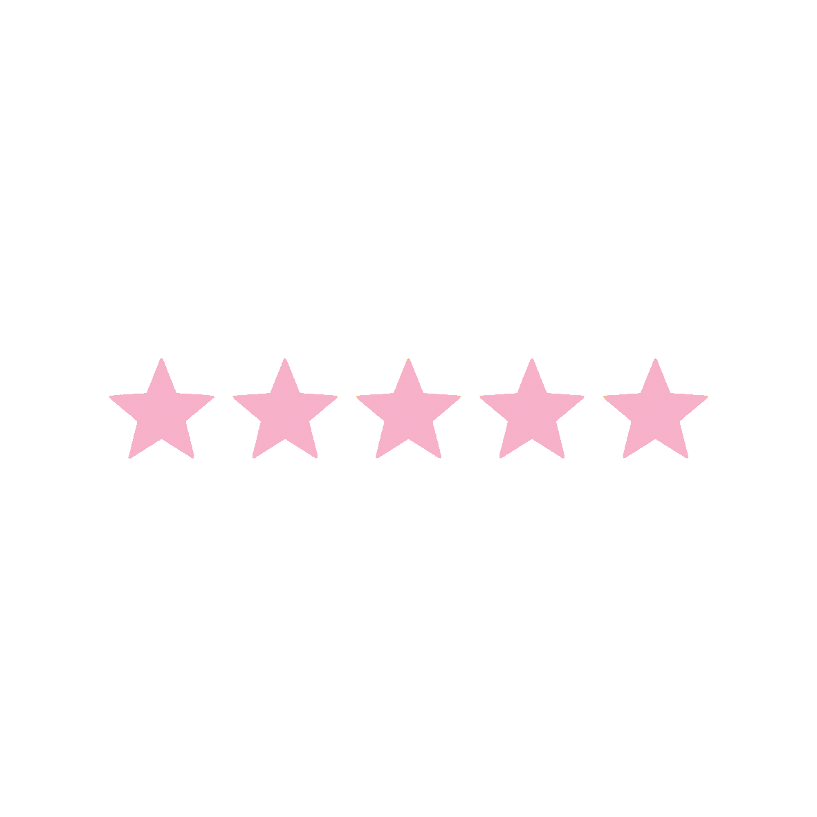 A five-star rating with pink stars and the text 'Rated 5 Stars'