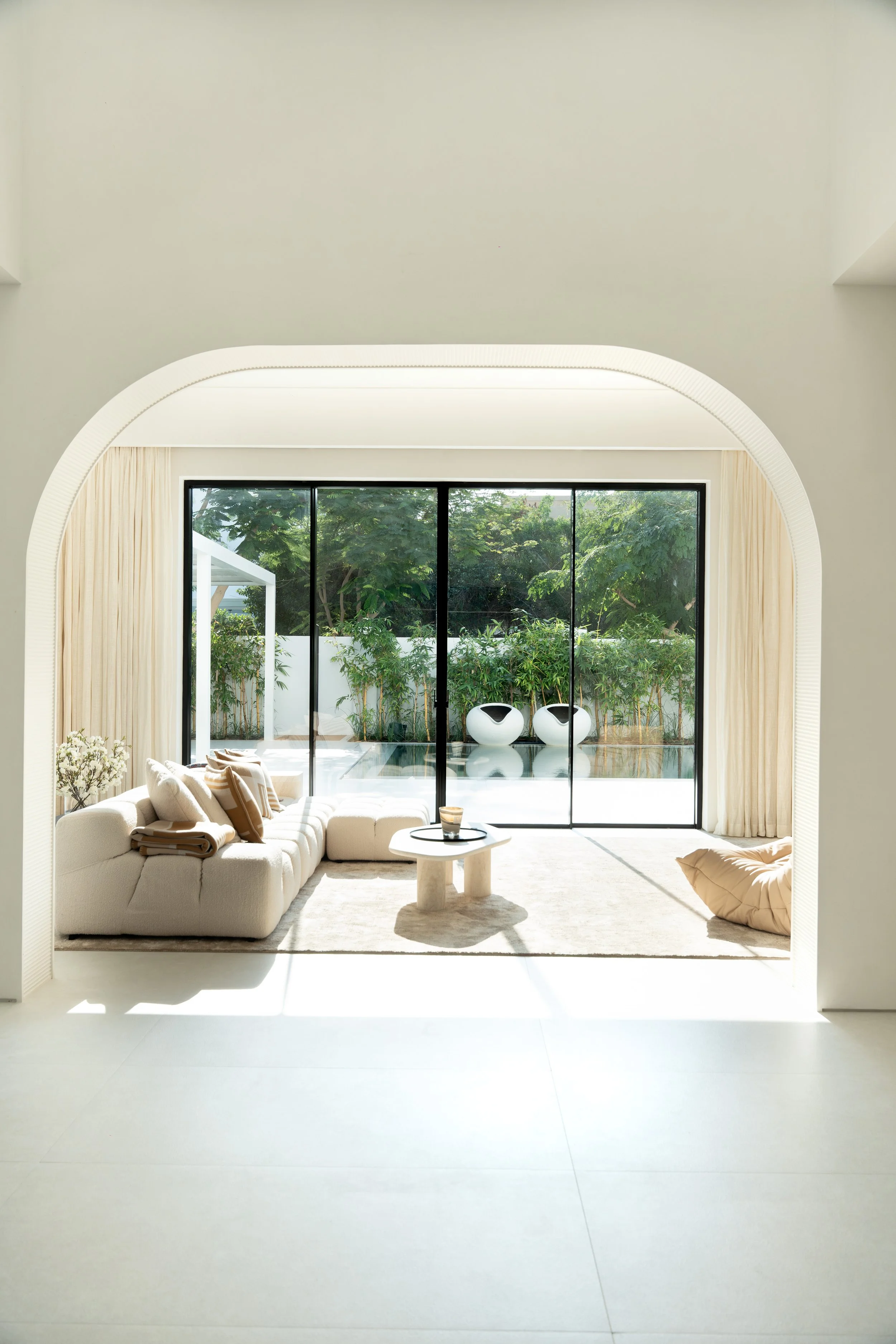 High-end interior photography in Dubai featuring a luxury villa with elegant contemporary styling.