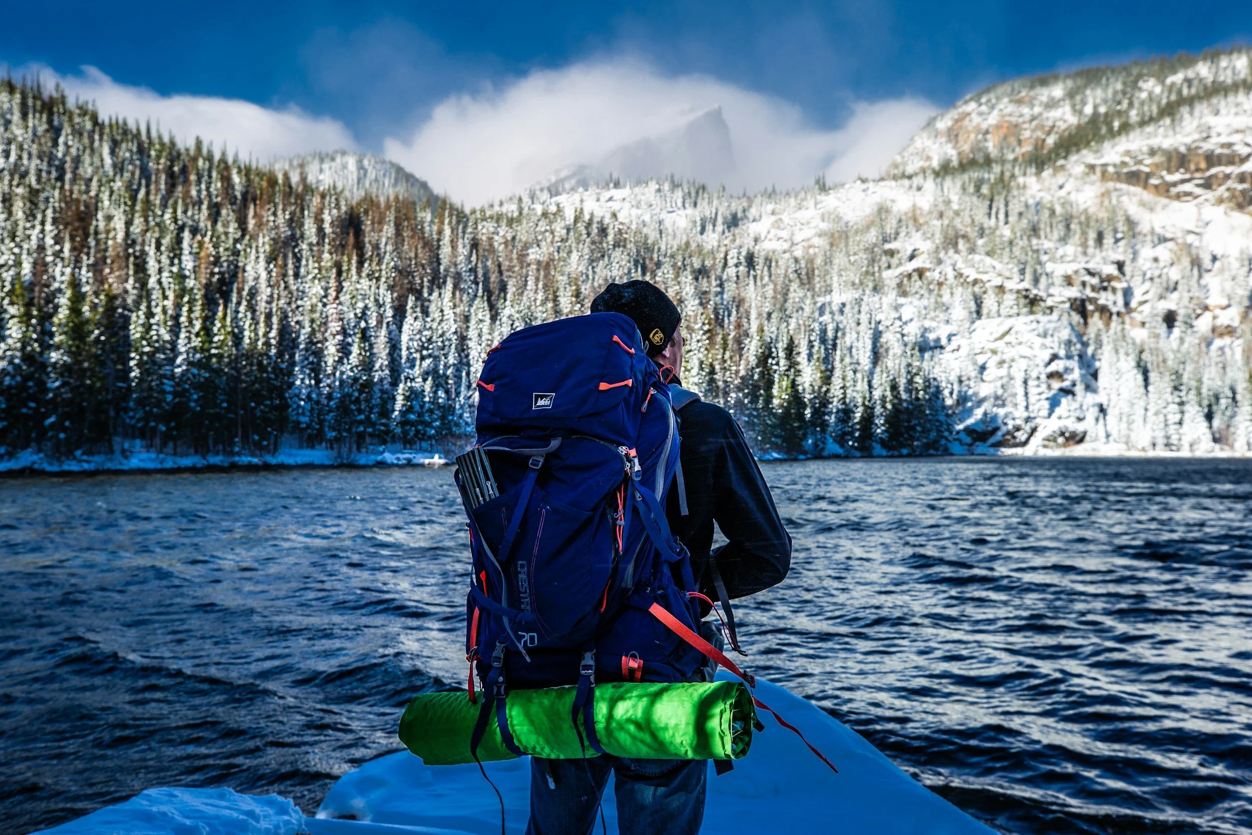 Winter Hiking beside a Mountain Lake in Norway