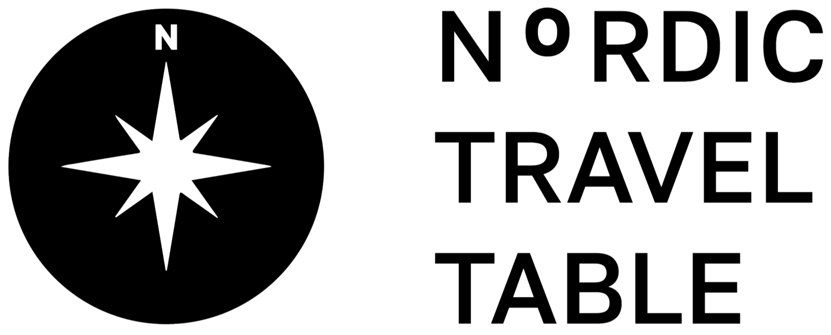 Logo for Nordic Travel Table featuring a black and black compass symbol and text.