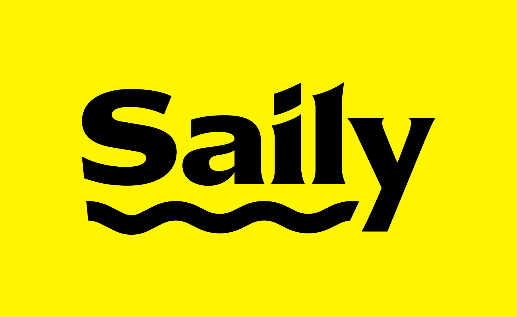 Saily logo black text on yellow background