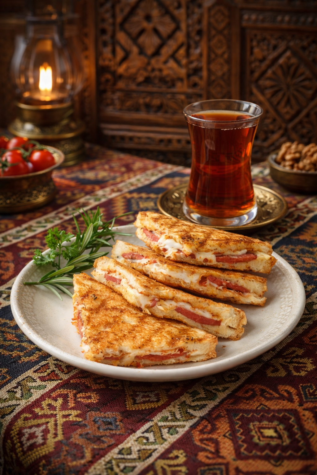 Lezzetli tost ve Türk çayı.png