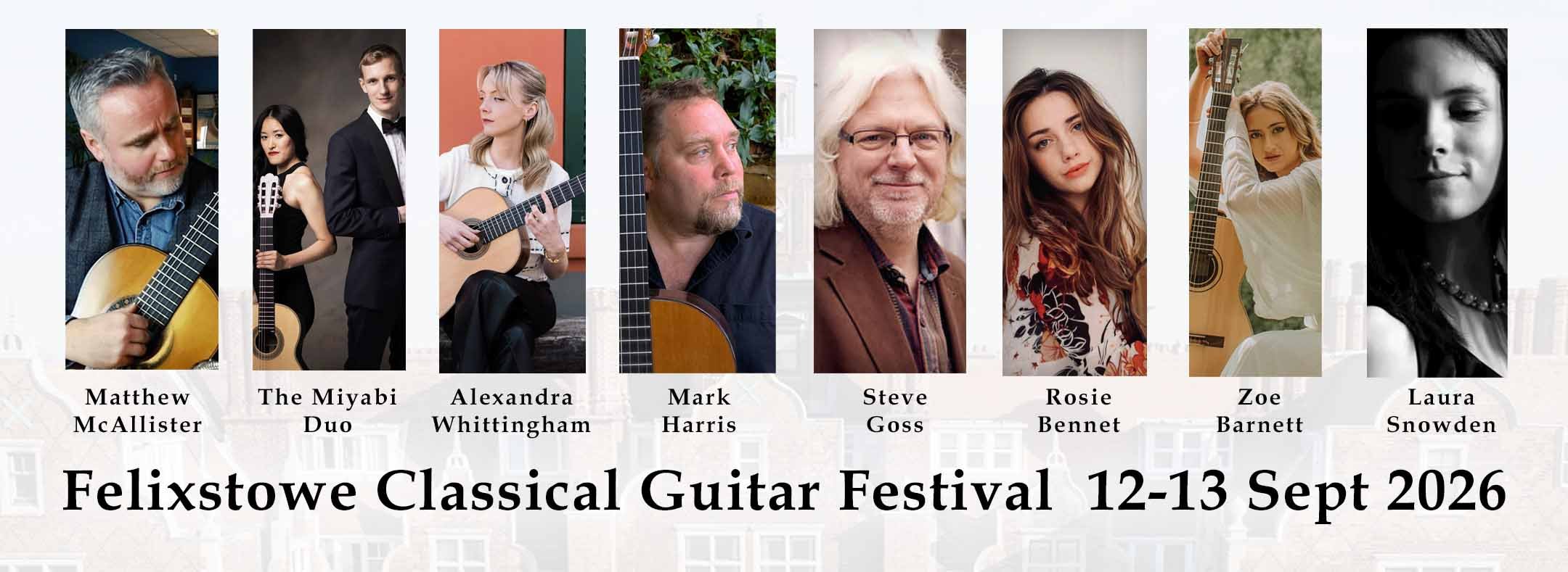 Lineup of players at the Felixstowe Classical Guitar Festival
