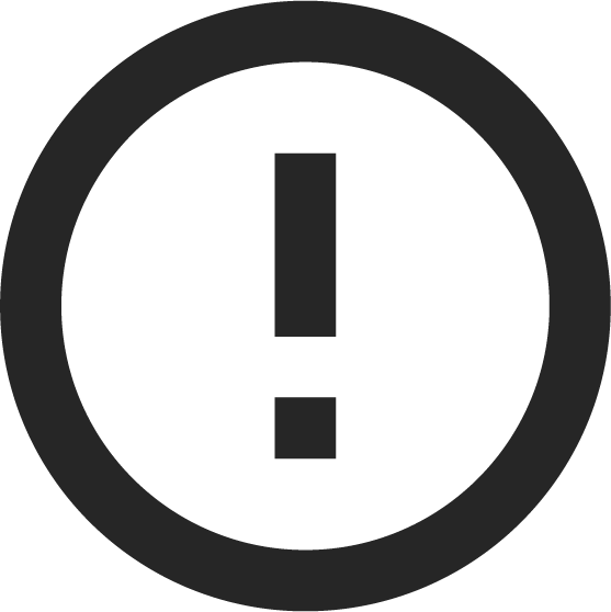 A warning sign with an exclamation mark inside a circle.