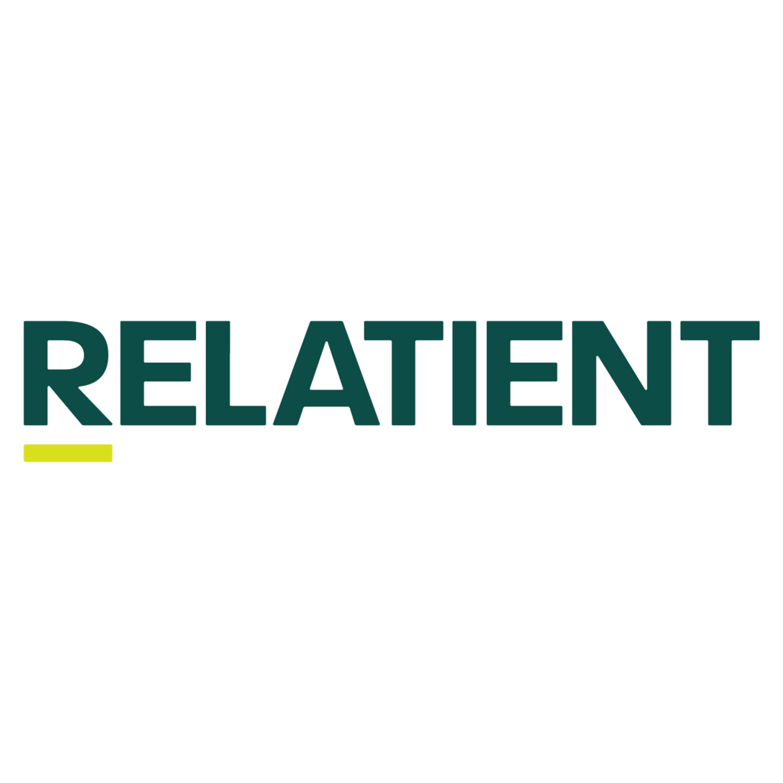 The logo of Relatient with the R underlined in a light green. 