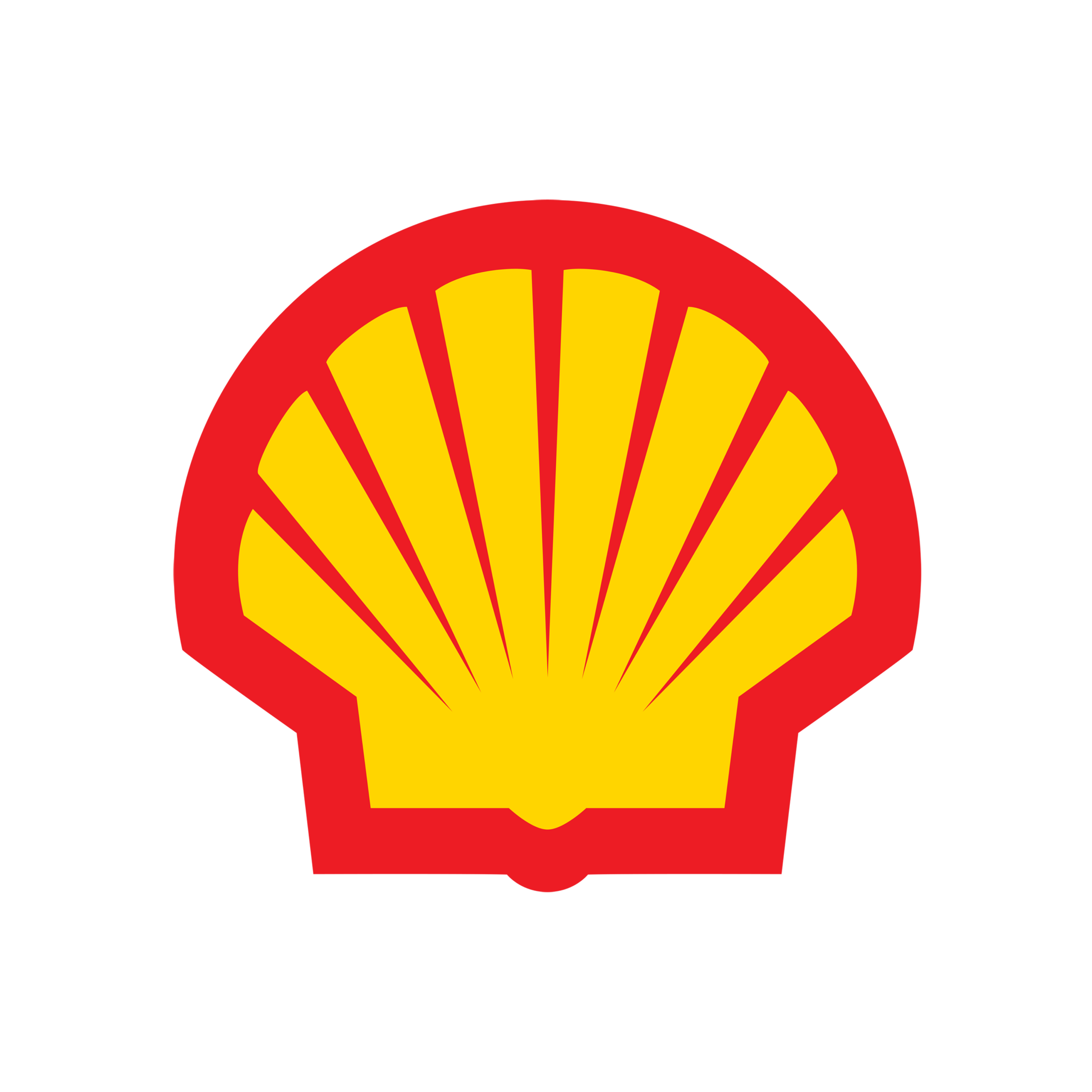 The Shell logo with a red and yellow stylized graphic of a slice of pie or cake with a rounded top and lines radiating from the center.