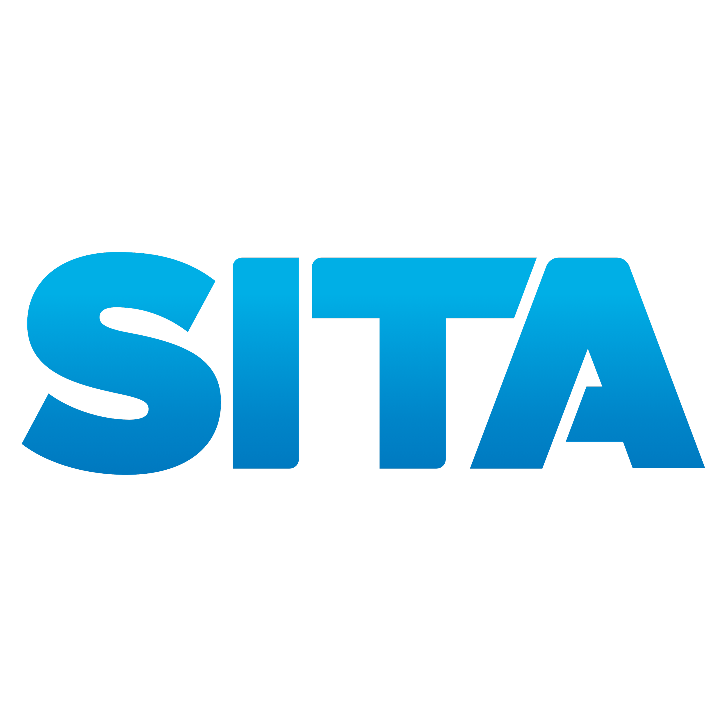 SITA Logo' written in large, bold, blue block letters against a black background.