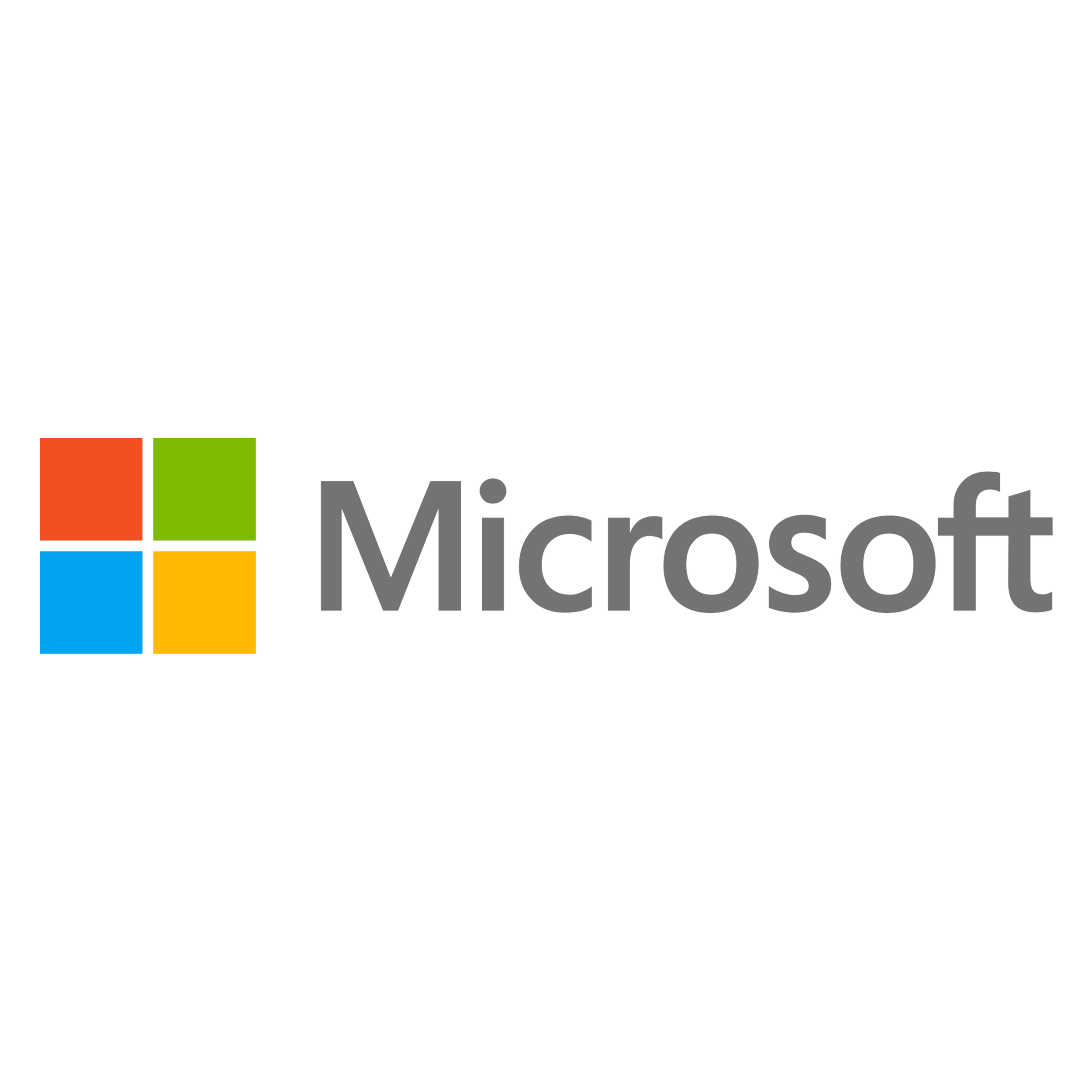 Microsoft logo with four colored squares (red, green, blue, yellow) and the word 'Microsoft' in black text.