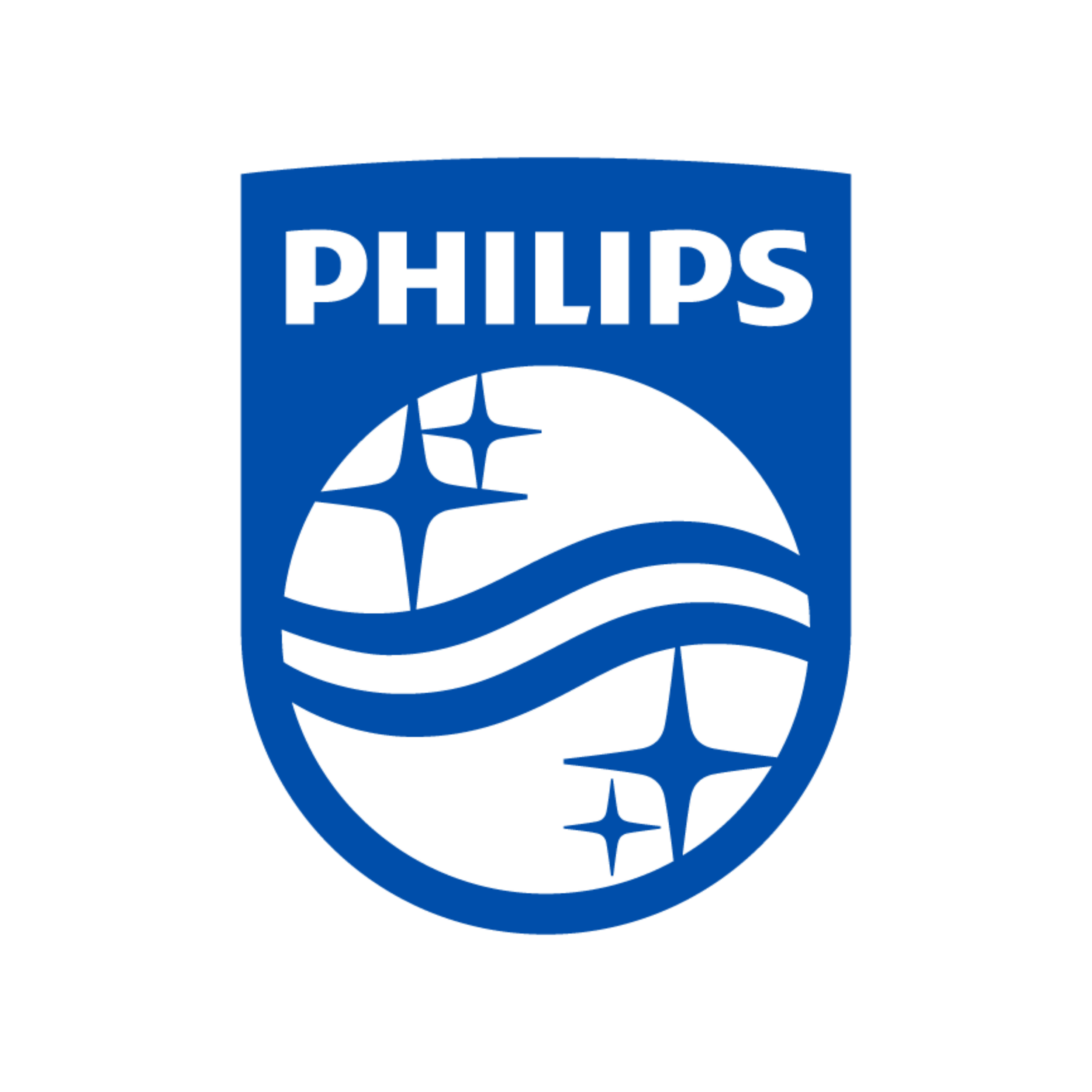 Philips logo in blue color displayed on a black background.