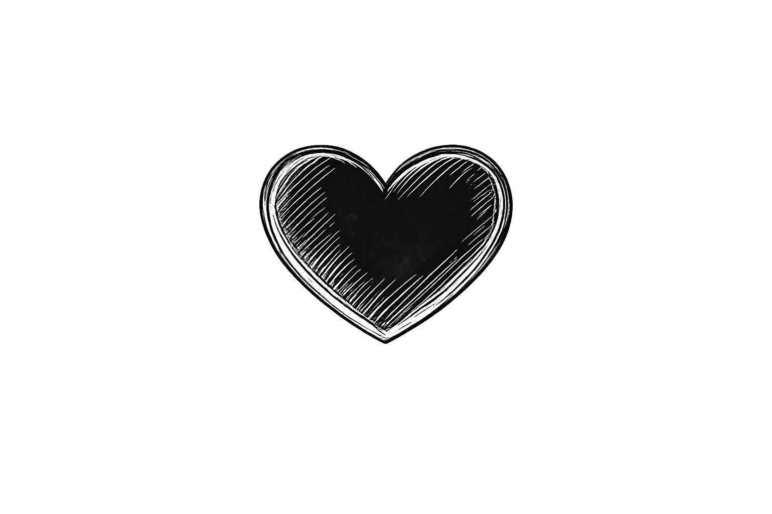 Black background with a white, hand-drawn heart in the center.