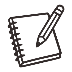 Icon of a notepad with a pencil on top.