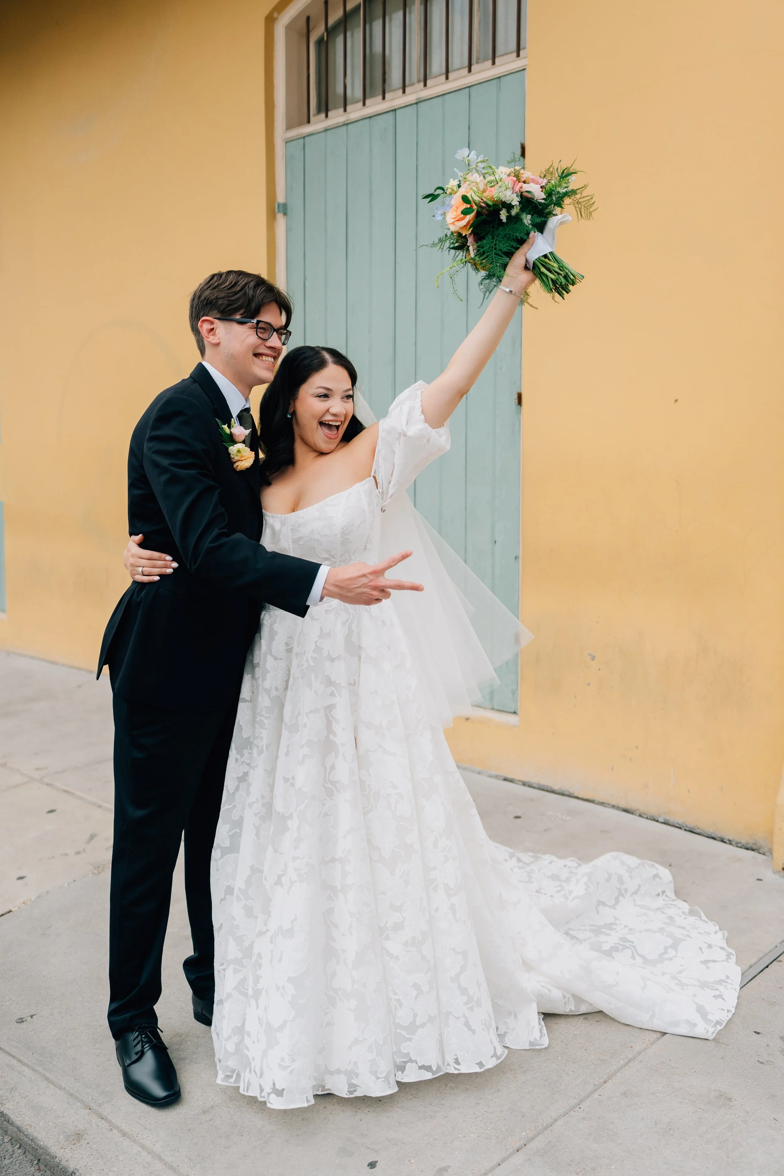 Couple celebrates after their elopement