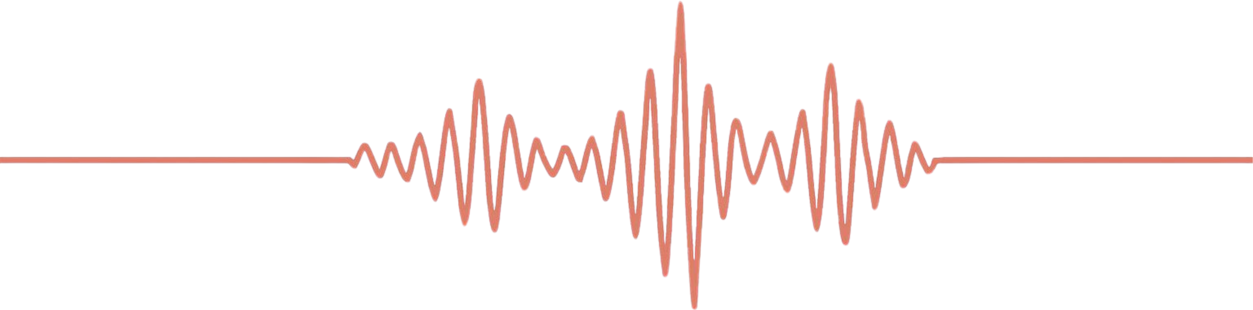 Red waveform representing sound vibrations on a white background.