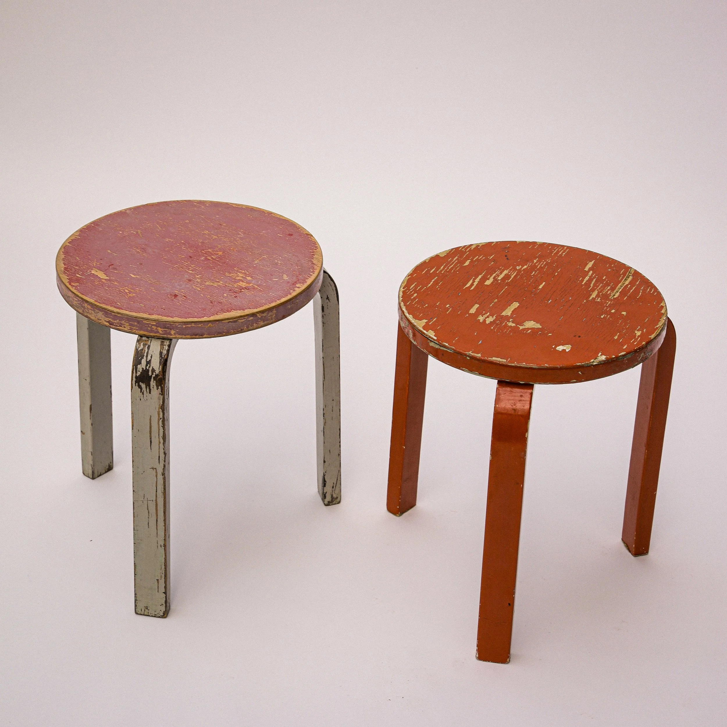 Early 1930s overpainted Aalto stools.