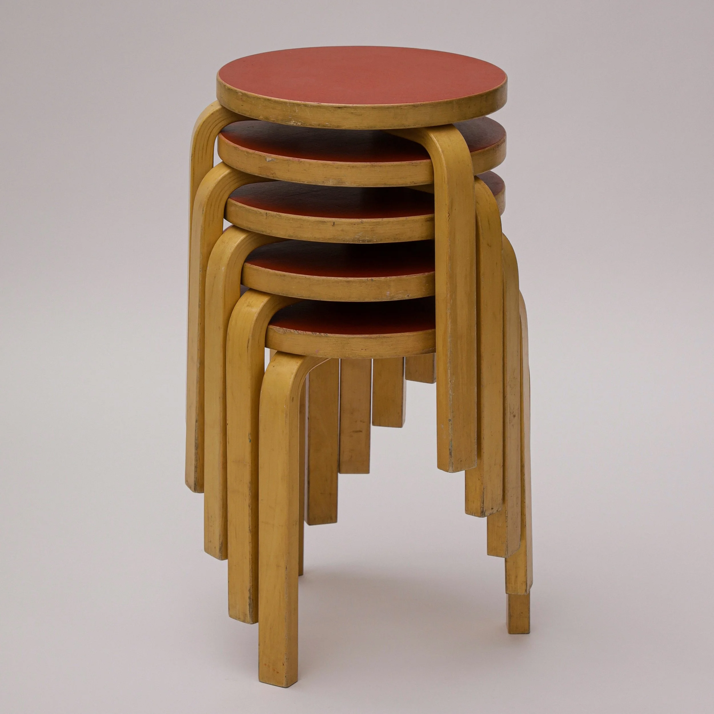 Alvar Aalto red stool 60s by Artek, 1960s