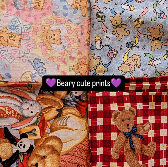 vintage bear fabric prints