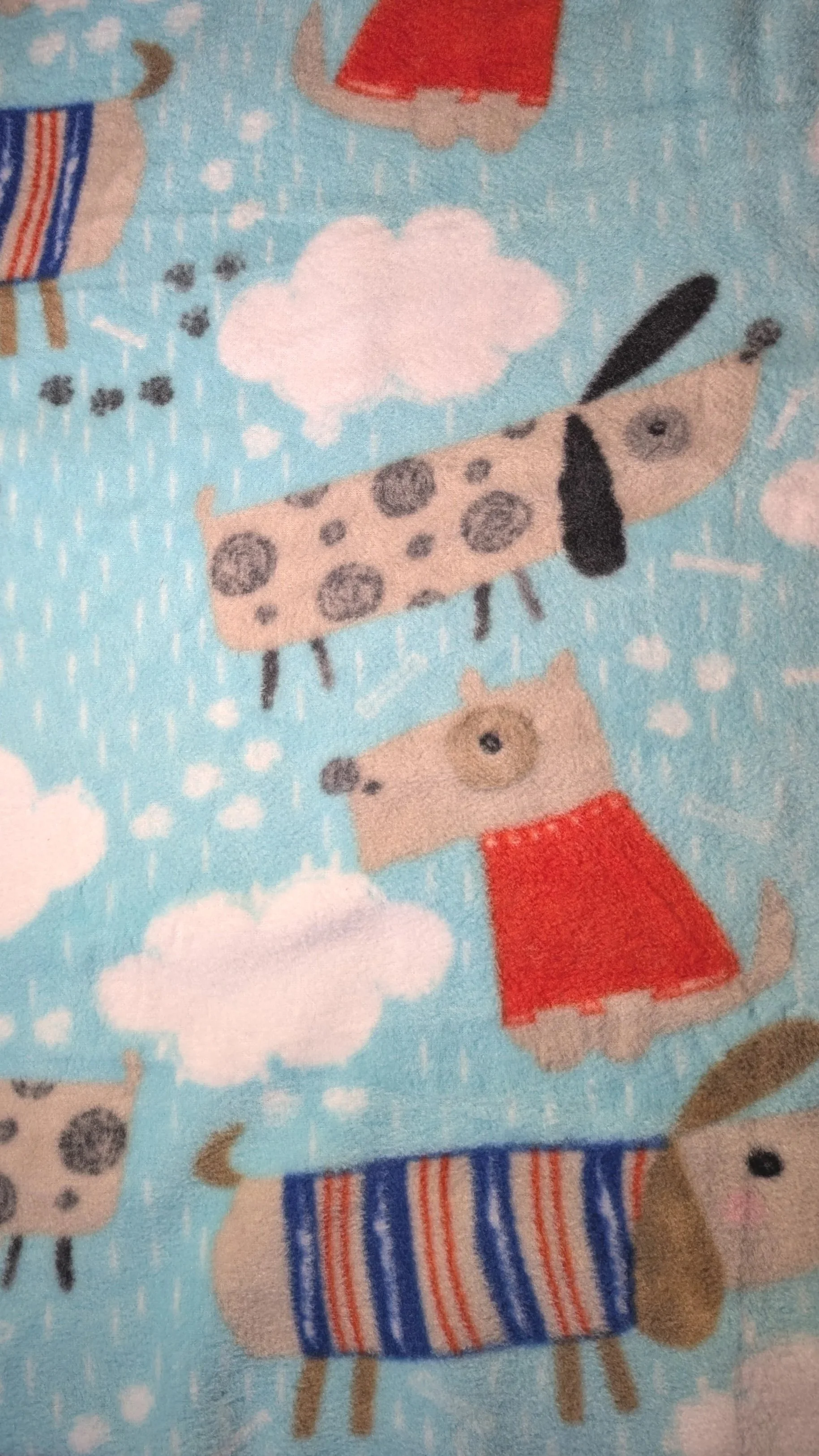 It's Raining Dogs! Fleece Fabric Cut