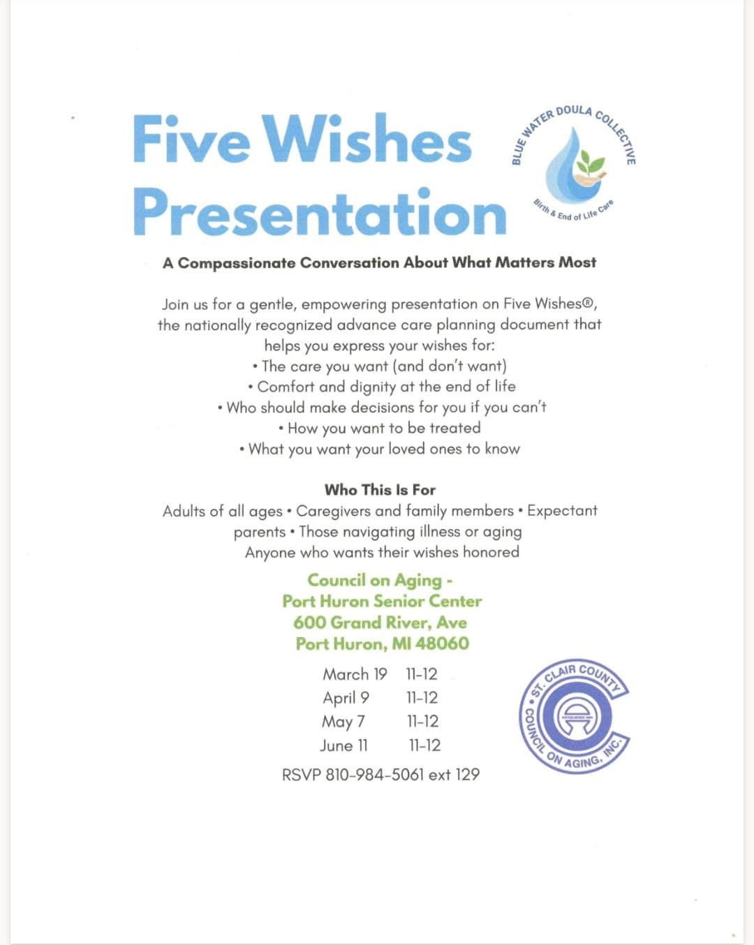 Advance Care Planning Presentation - Choosing Your 5 Wishes