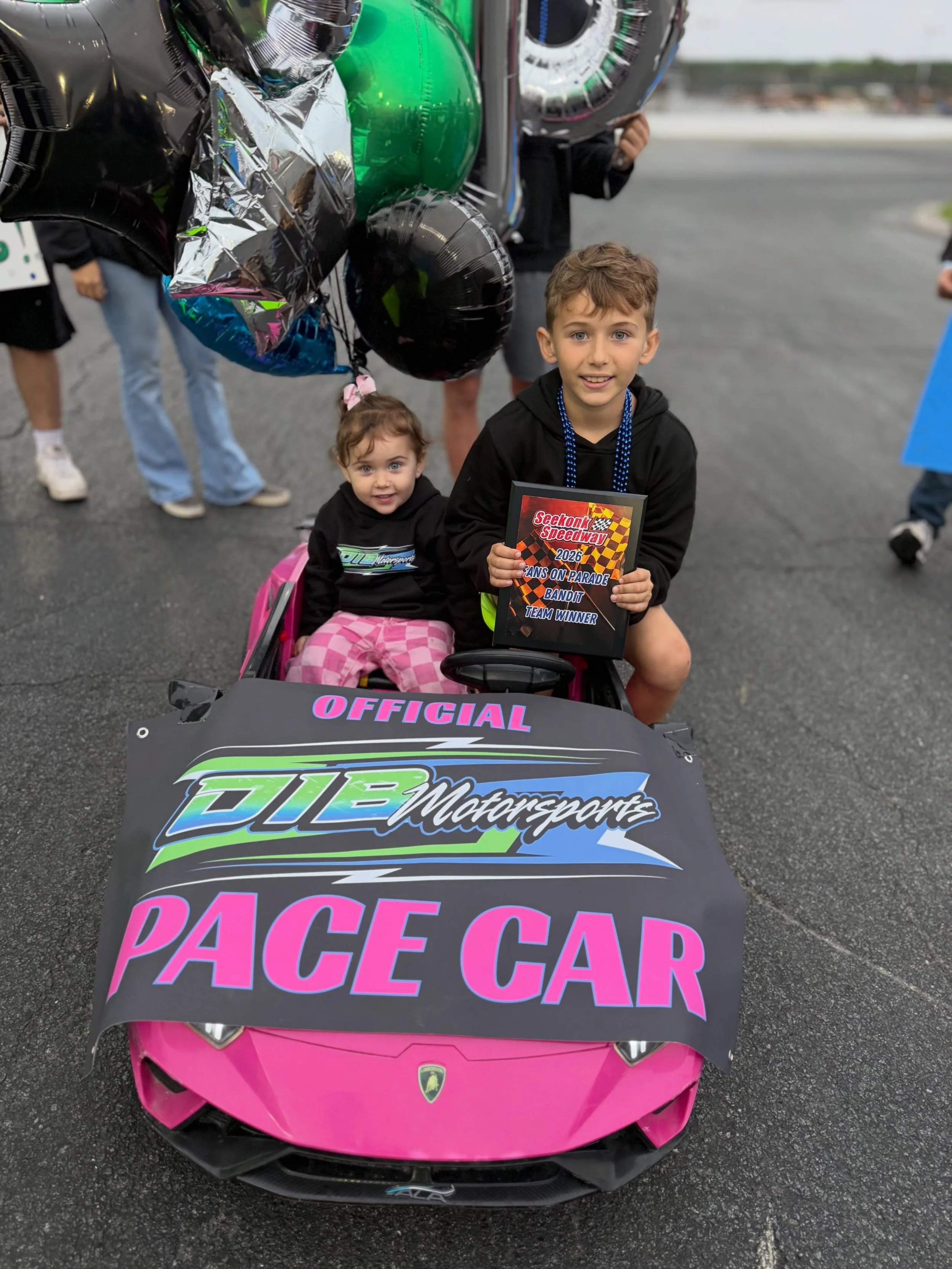 What a night at @seekonkspeedway ! 🏁🩵💚 
We had a great time at the Pit Party &amp; Fans on Parade! The boys loved signing Hero Cards, handing out goodies, and getting to meet so many awesome race fans! 🏎️💨

Elias even brought home some hardware!
