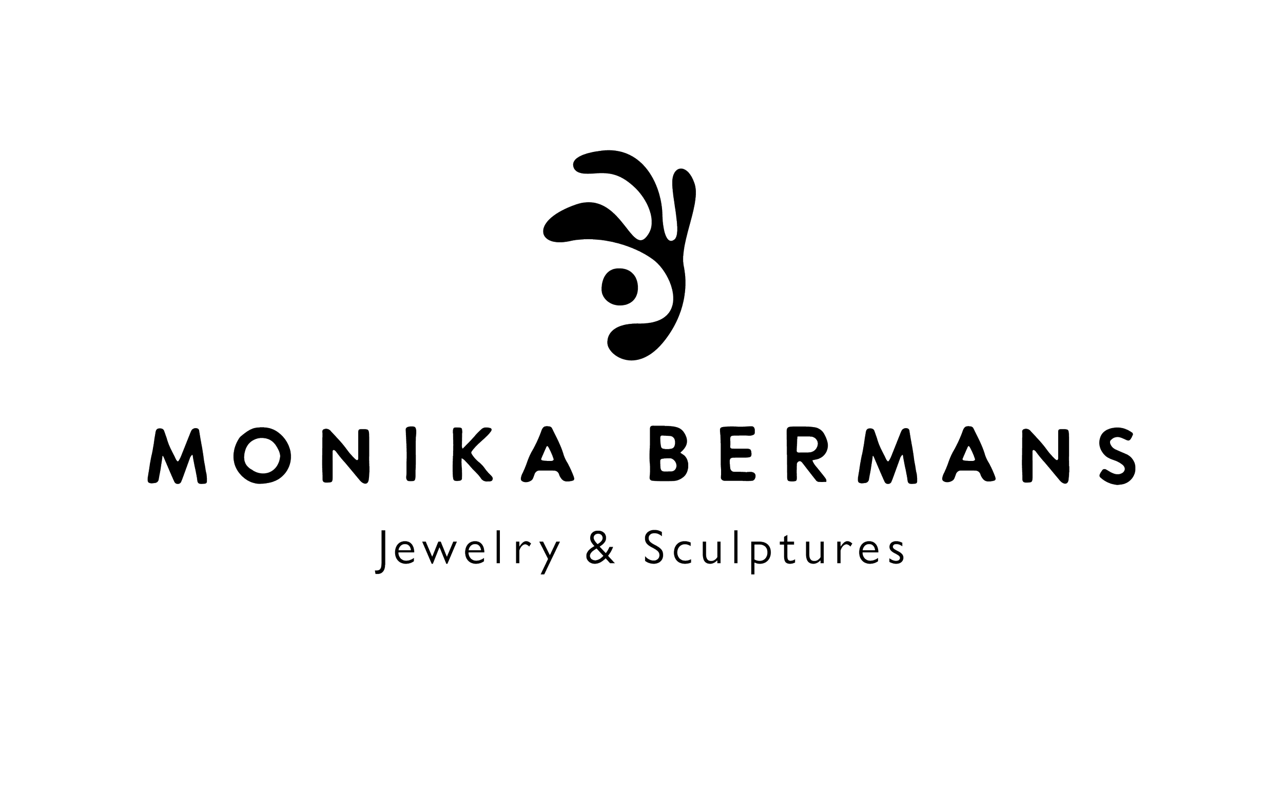 Logo for Monika Berman Jewelry & Sculptures, featuring a stylized floral design above the name.