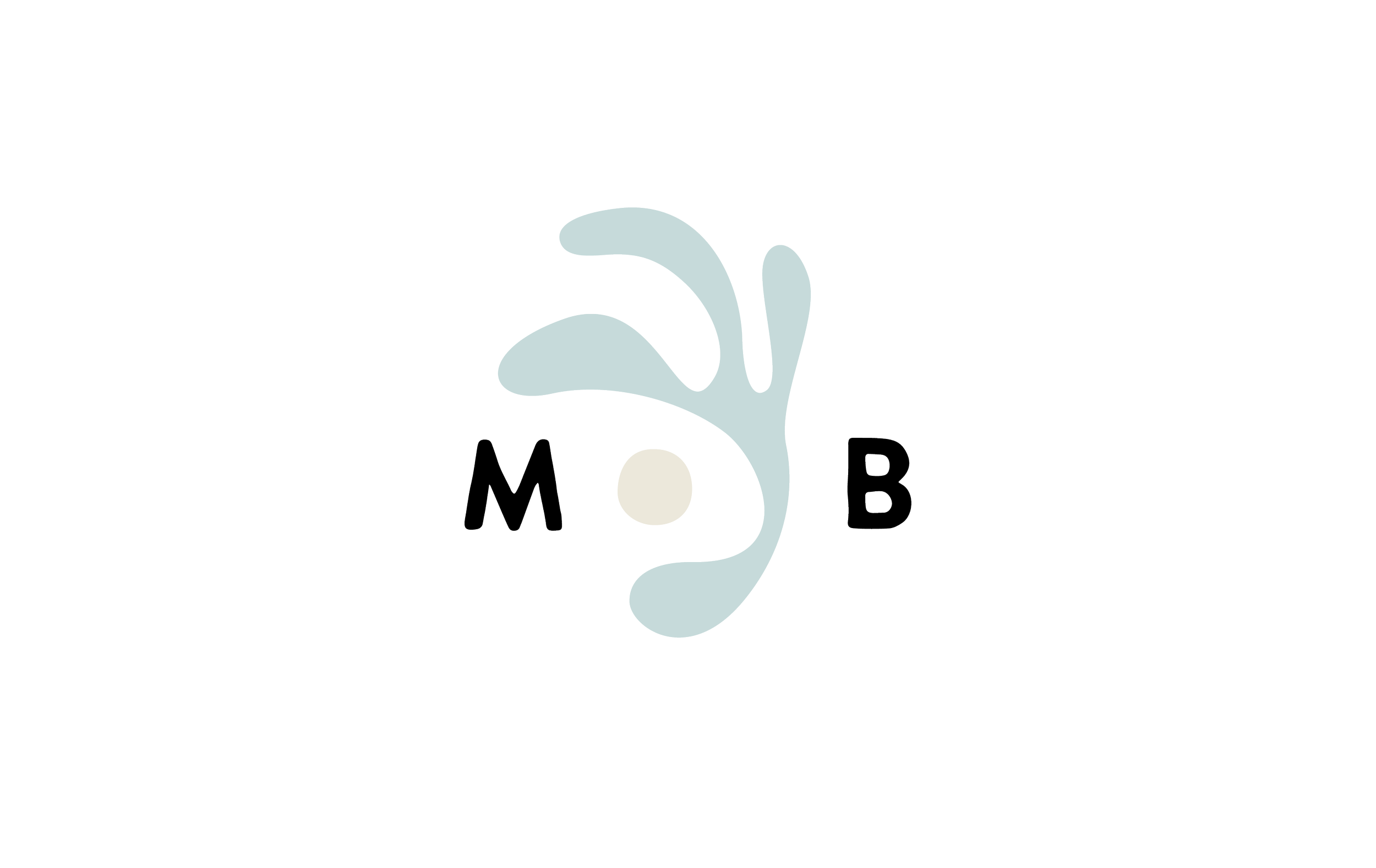Logo with stylized speech bubble and the letters 'M' and 'B'