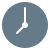 Simple black clock icon with a blue background.