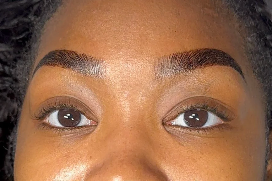 Close-up of a person's face focusing Ombre Brows / Mircoshading