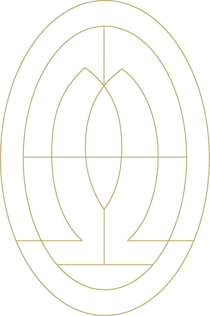 A gold geometric logo