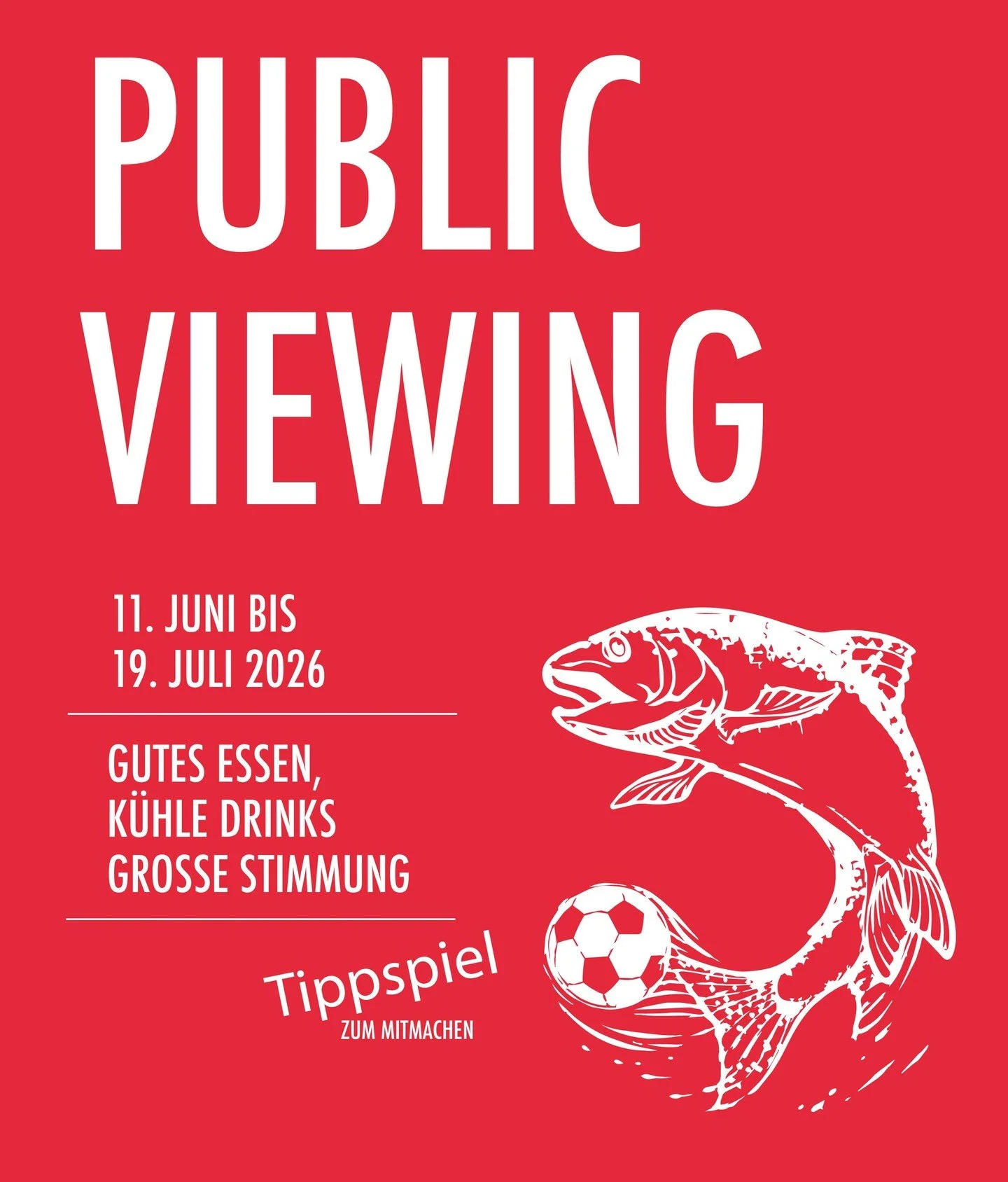 Fussball, laue Sommerabende und ein Platz direkt am Wasser: Willkommen zum Public Viewing auf unserer Terrasse. Wir zeigen ausgew&auml;hlte Spiele der Fussball-WM von Mittwoch bis Sonntag auf Grossleinwand, unter freiem Himmel und mit bester Stimmung