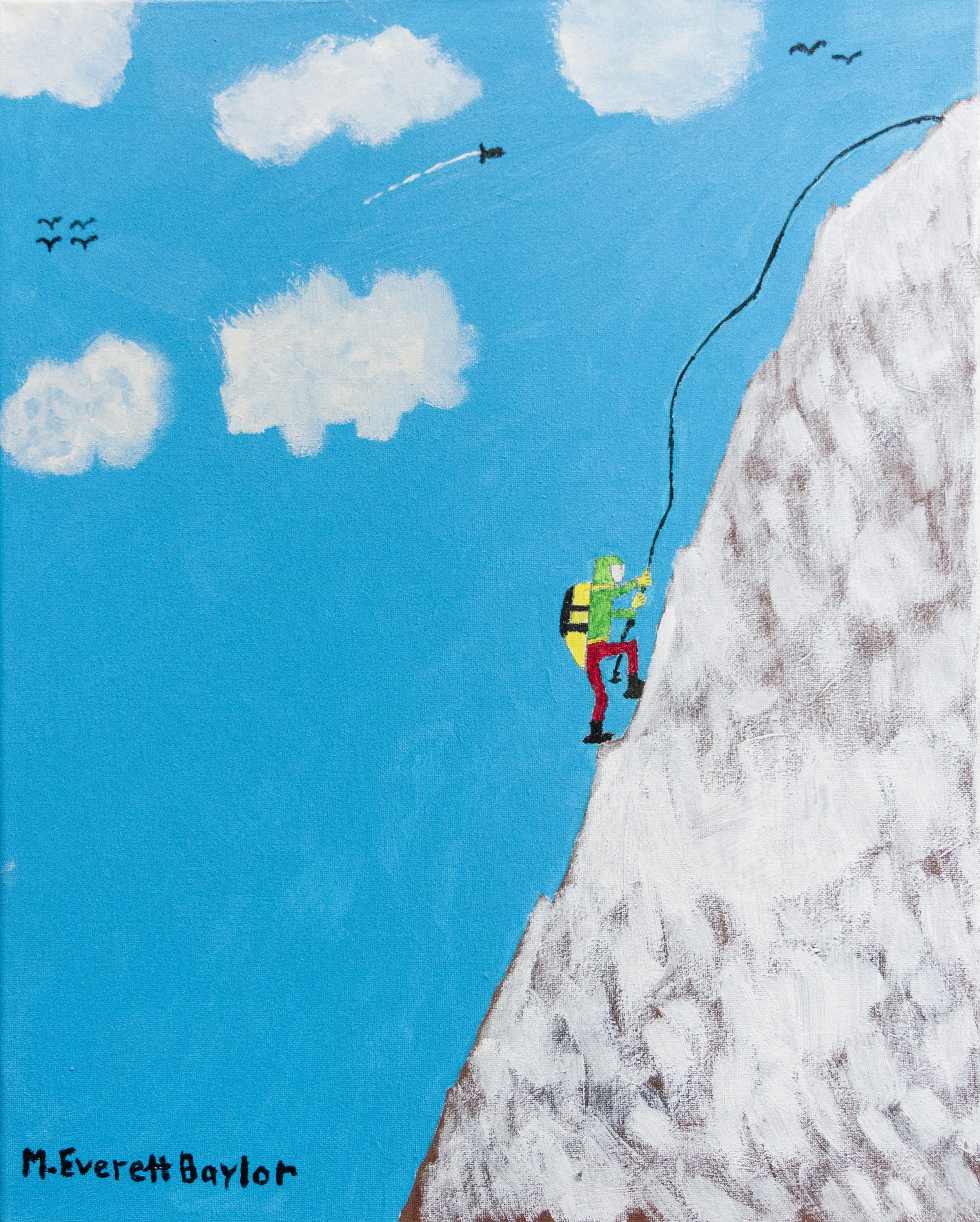 The Mountain Climber is a painting depicting a lone mountain climber ascending to the top of a mountain. 