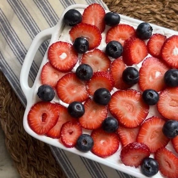 Red, White, and Blueberry Pudding Cake