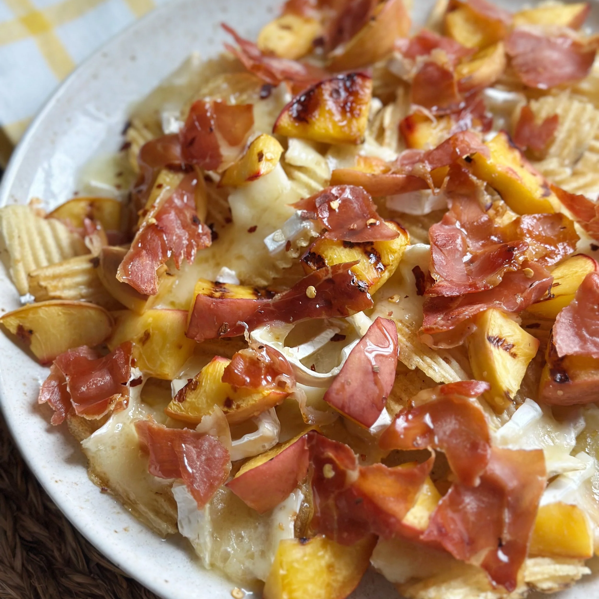 Grilled Peach and Prosciutto Nachos