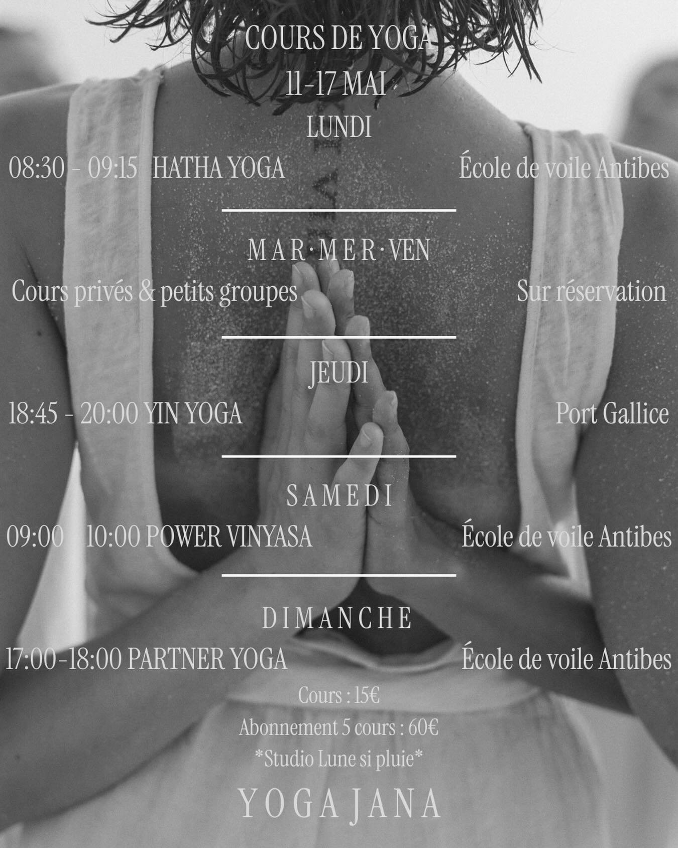 Un nouveau lieu, face &agrave; la mer 🌿

Le lundi pour commencer la semaine avec intention &mdash; un Hatha ancr&eacute;, doux, connect&eacute; &agrave; soi et &agrave; son corps.

Le jeudi pour souffler. Rel&acirc;cher, accueillir la fin de semaine