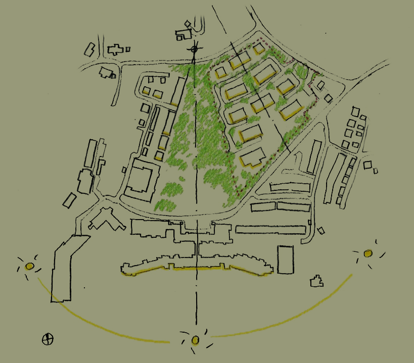 Conceptual site plan layout illustrating the adaptive reuse masterplan at Kings Green East,