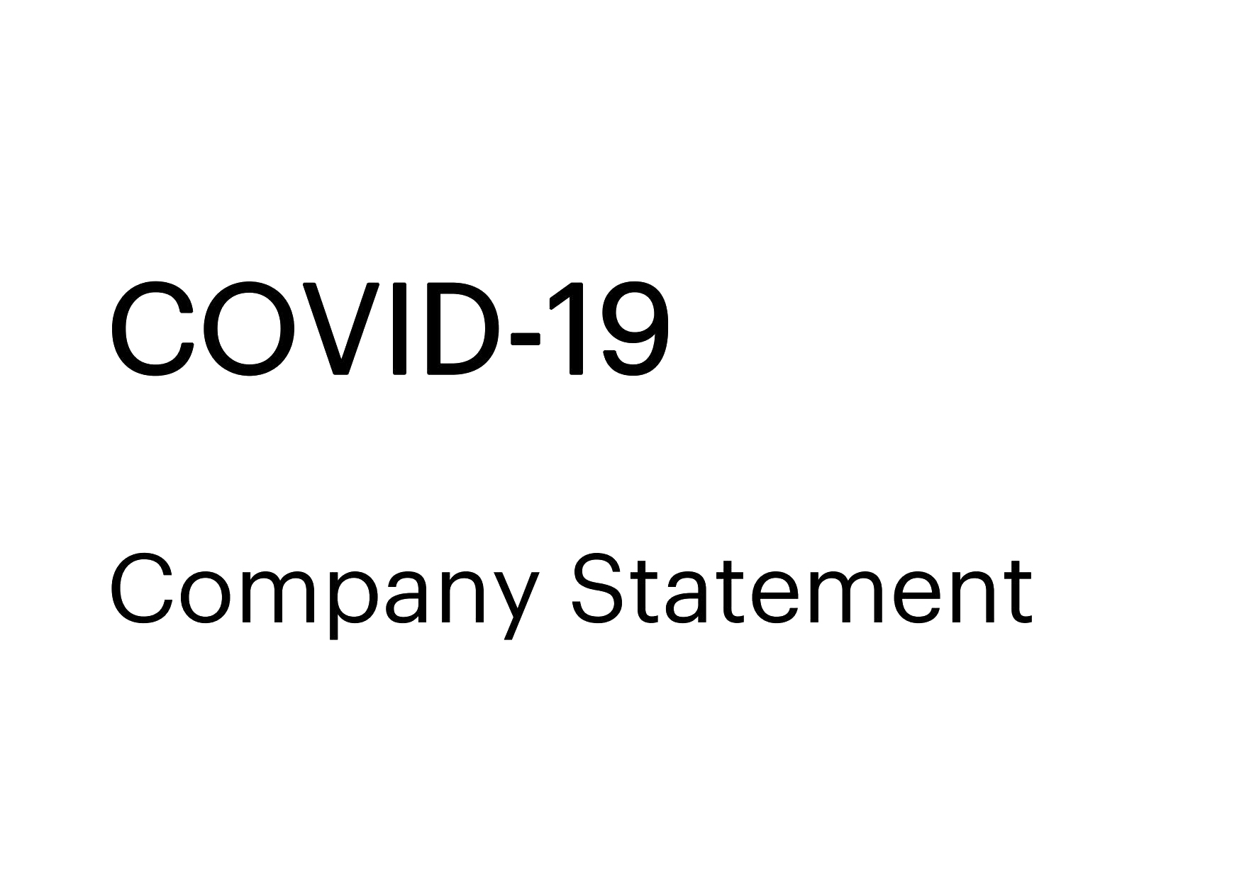 Text-based graphic showing the words 'COVID-19' and 'Company Statement' in a minimalist design.